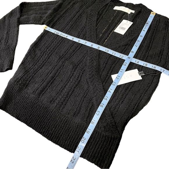 ASTR Pointelle Wrap Front Sweater in Black - Picture 2 of 8